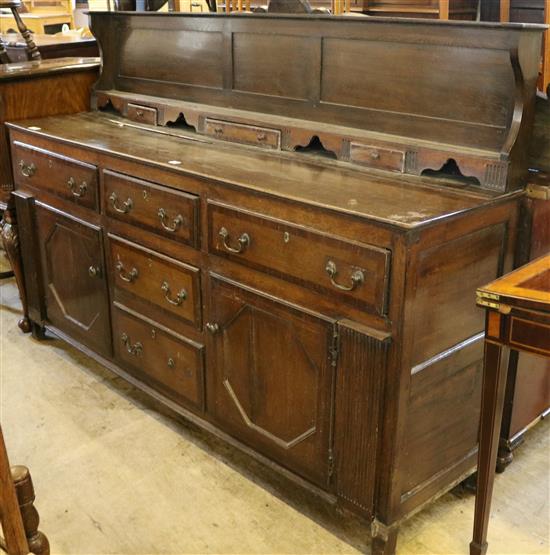 George III oak and mahogany dresser base